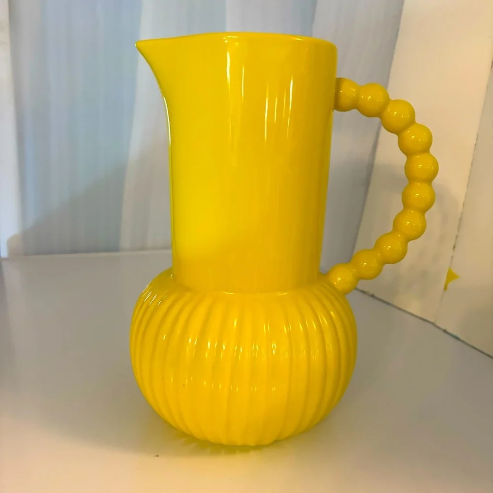 Tabitha Brown for Target Yellow Pitcher Vase Stoneware Boho 9.75 “ Tall Like New